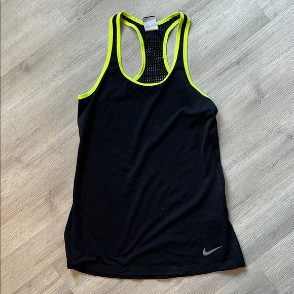 Nike Tops - Nike Dri-FIT Black and Lime Green Athletic Top Tank Top Size Medium